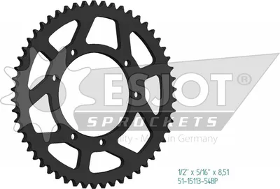 Obrázek produktu pro ESJOT řetězové kolo "15113" 428, hliník, černé 54 zubů
