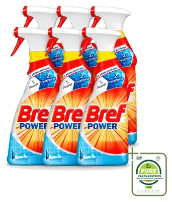 Produktbild von 6 x Bref Power Badreiniger - Anti-Kalk & Schmutz - 750 ml - Großpackung - 6 Stücke
