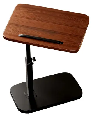 Produktbild von C-förmiger Beistelltisch, kleiner runder Tisch für Kaffee, Snacks und Pflanzen, Holzbeistelltisch, kleiner Sofatisch für Wohnzimmer, Schlafzimmer, Büro, Nussschwarz