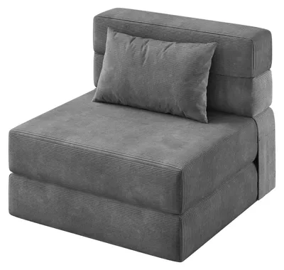 Immagine prodotto di Divano letto pieghevole - Divano a pavimento - Poltrona trasformabile in letto - Con cuscini - Futon pieghevole - Rivestimento in velluto grigio scuro