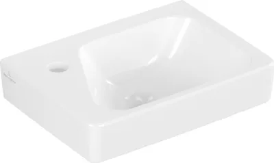 Produktbild von VB Handwaschbecken Architectura 360x260 mm re-eckig BP re 1HL. m. ÜL. Weiß Alpin