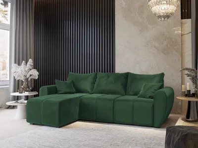Produktbild von Masseno Ecksofa MADISON mit Schlaffunktion L-Form, Sofa mit Bettkasten, Wohnzimmersofa, Couch, Soffa, Bettsofa, Couchgarnitur- Grün, KRONOS 19
