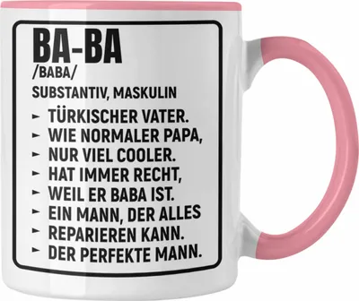 Produktbild von Trendation - Türkischer Vater Geschenk Tasse Türken Kaffeetasse Baba Papa (Rosa)