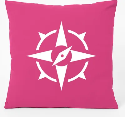 Produktbild von Huuraa Kissen Kompass Bussole 40x40cm mit Füllung Fuchsia Baumwolle Dekokissen Geschenkidee