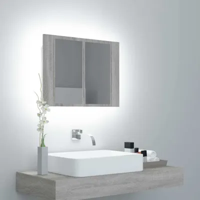 Produktbild von ZMH LED-Spiegelschrank Grau Sonoma 60x12x45 cm Holzwerkstoff