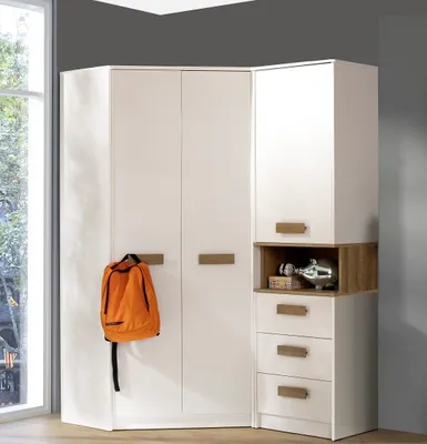 Produktbild von Marmex Möbel Schrank Set Grant 15 Eckschrank/Eckgarderobe, Bücherregal/Regal mit Schubladen, Soft-Close Scharniere
