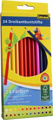 Produktbild von 24 dreikant Buntstifte / lackiert / 24 verschiedene Farben