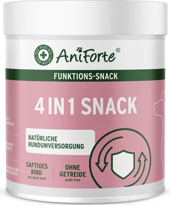 Produktbild von AniForte 4in1 Snack für Hunde 300g - Natürliche Rundumversorgung für Gelenke, Immunsystem, Verdauung, Fell & Haut, Magen & Darm, getreidefreier Snack