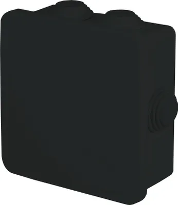 A 3D render of a black electrical junction box.