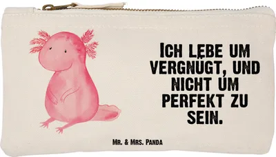 Produktbild von Mr. & Mrs. Panda Schlampermäppchen Axolotl Niedlich Größe S Klein - Weiß - Geschenk, Lebensweisheit, Liebe, Kosmetiktasche, Fröhlich, Weisheit, Kulturtasche, pencil case