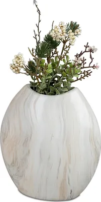 Produktbild von Deko Vase MARMOR oval H. 20cm creme braun aus Keramik Formano WA
