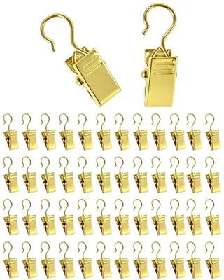 Produktbild von Vorhang Clips mit Haken - 50 Stück rostfreier Edelstahl - Für Gardinen Duschvorhang Fotos und Lichterketten - Gold
