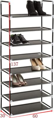 Schuhregal Schuhablage 8 Böden - Metall schwarz für 40 Paare Schuhe