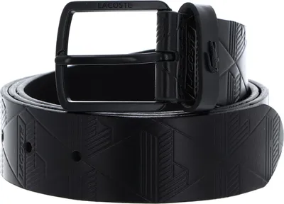 Produktbild von LACOSTE Leder Gürtel Monogramme Embossed Belt W90 Noir schwarz