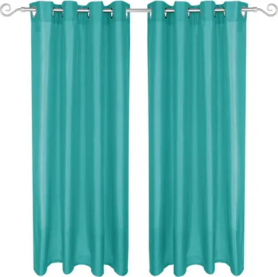 Image de lot de 2 rideaux opaques Alessia avec œillets 140x175cm turquoise