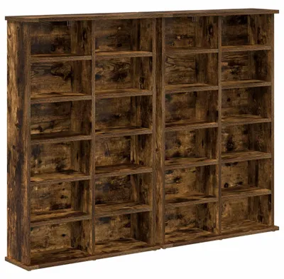 Image de vidaXL Étagère CD, 2 pièces, chêne fumé, 60 x 17 x 92 cm, panneaux de particules