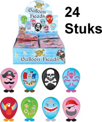 Image de 24 têtes de ballons en forme d'animaux, assortiment pirates