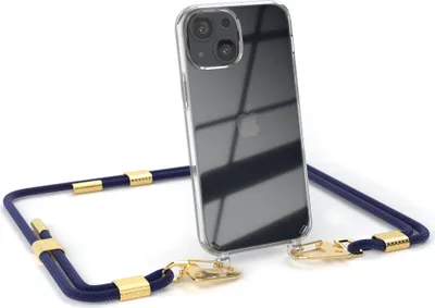 Produktbild von EAZY CASE Handykette für Apple iPhone 13 Mini, Transparente Silikonhülle mit Band, Clear Case, abnehmbar in  Blau