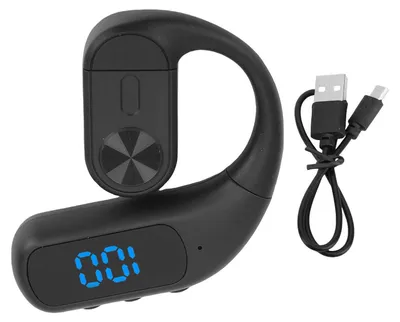 Zdjęcie produktu dla Bezprzewodowe słuchawki douszne, pałąk na ucho Bluetooth stereo, pojedyncze słuchawki biznesowo-sportowe z mikrofonem z redukcją szumów, wyświetlacz cyfrowy, czarne
