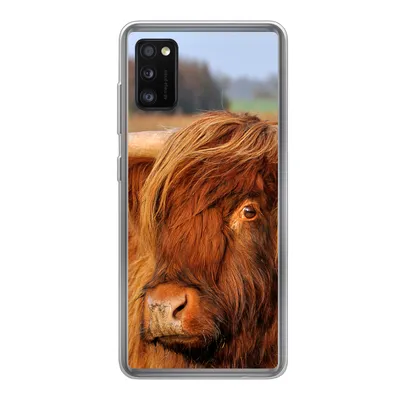 Produktbild von MuchoWow® Handyhülle Schutzhülle Hülle für Samsung Galaxy A41 Schottischer Highlander - Gras - Baum Silikon Softcase Handy Hülle - Mobiltelefon