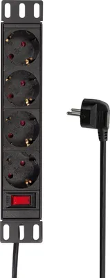Zdjęcie produktu dla Logilink Steckdosenleiste 4-fach mit Schalter,10"(1HE),2m
