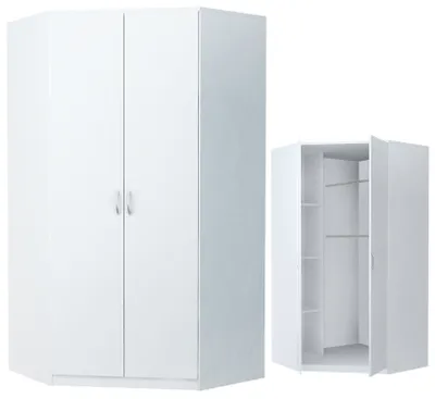 Obrázok produktu pre Rohová šatníková skriňa ZORICA - šírka 106 cm, biela