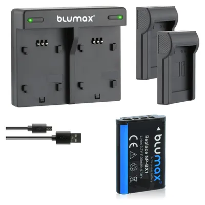 Produktbild von 1x Akku + Lader für Sony NP-BX1 RX100 III IV V VI VII HX90V HX400V 1100 mAh