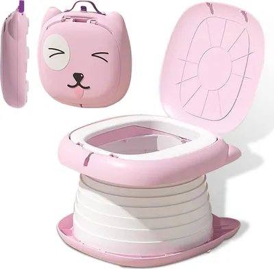 Produktbild von Toilettensitz Kinder, Klapptoilette Für Kinder, Tragbares Reise-Klapptöpfchen,AutoreiseCampin oder Familiengebrauch,mit Einweg-Ersatztaschen