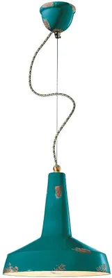 Image de Ferroluce Vague-Vintage Lampe à suspendre en céramique Ø 35cm Vert Rond