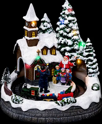 Image de Crèche de Noël Église avec éclairage LED