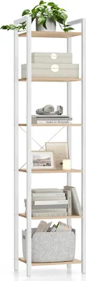 Produktbild von 6-stufiges Bücherregal – Aufbewahrungsschrank – braun/weiß – 30 x 40 x 187,5 cm