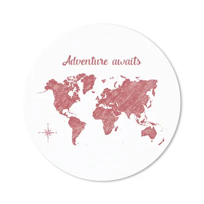 Produktbild von MuchoWow® Mauspad Mousepad Weltkarte - Rot - Zitat 20x20 cm - Mousepads - Maus Mat - Pad - Mausunterlage - Schreibtischmatte