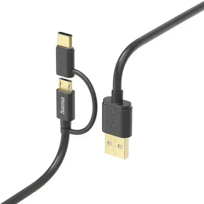 Zdjęcie produktu dla Hama 00201533, 1 m, USB A, Micro-USB B, USB 2.0, 0,48 Gbit/s, Czarny
