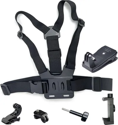 Produktbild von Brustgurthalter und Rucksack-Schultergurt-Halterung mit Handy-Clip Action Kamera Zubehör Kompatibiel mit GoPro DJI OSMO Insta360, Kompatibiel mit iPhone 15 14 13 12