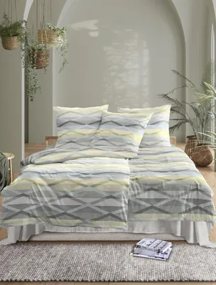 Produktbild von Irisette Mako-Satin Bettwäsche-Garnitur Wave 8610 Farbe salbei Größe 140x200+70x90