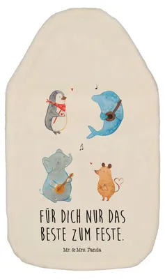 Produktbild von Mr. & Mrs. Panda Wärmflasche Big Band - Weiß - Geschenk, Elefant, warmwasserflasche, mit Bezug, Wärmekissen, Lustige Sprüche, Bettflaschen, Pinguin, Delfin, Wärmflaschen