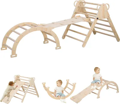 Image de Triangle d'escalade Hengda 3 en 1 Arc d'escalade Toboggan pour jeunes enfants à partir de 2 ans