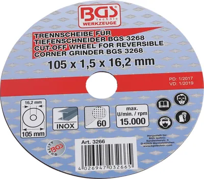 Produktbild von BGS 3266 Trennscheibe für BGS Tiefenschneider 105x1,5x16,2
