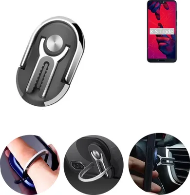 Produktbild von K-S-Trade 3in1 Smartphone-Ring Handy-Ring kompatibel mit Huawei P20 Pro Fingerhalterung  Handyring Tischständer Lüftungsgitter-Halterung Tisch