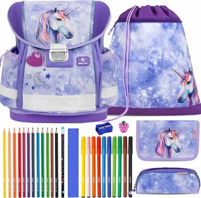 Produktbild von Belmil Schulranzen Set Classy Unicorn Mystic Luna 10-teilig gefüllt