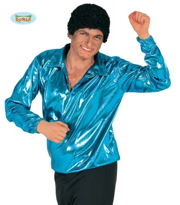 Produktbild von blaues Disco Shirt für Herren Gr. M/L