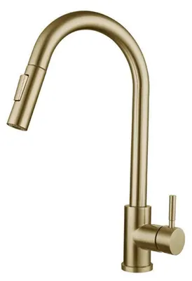 Produktbild von Küchen Wasserhahn Gold Hochdruck mit ausziehbarer Brause Edelstahl Spültischarmatur modern Mischbatterie für Küche