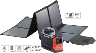 Produktbild von revolt HSG-420 Solarpanel Powerbank Powerstation & Solar-Generator mit faltbarem 50-W-Solarpanel
