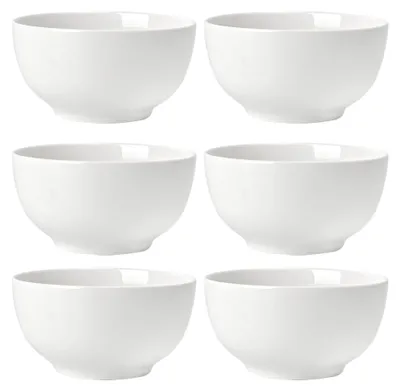 6er-Set Suppenschalen aus Knochenporzellan, 26 oz, weiß, mikrowellengeeignet