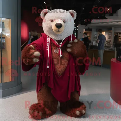 Produktbild von Maskottchen REDBROKOLY eines kastanienbraunen Bären mit T-Shirt und Schalkragen