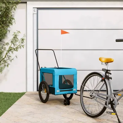 Produktbild von "im Sonderangebot"Robuste Fahrradanhänger - modernes Design - Transportanhänger - Hunde Blau und Schwarz Oxford-Gewebe & Eisen Promotion260693 - Fahrradanhänger