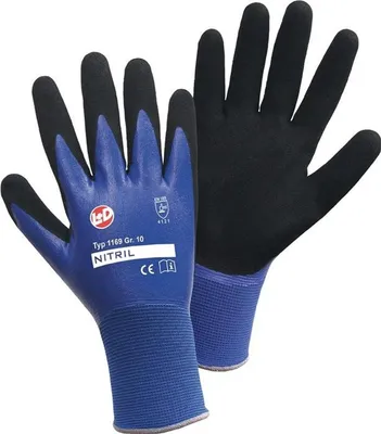 Produktbild von Handschuhe Nitril Aqua Gr.10 blau/schwarz Nyl.m.dop.Nitril EN 388 PSA II