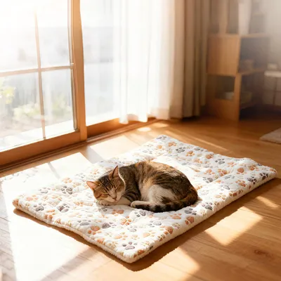 Imagen del producto de Cama suave para mascotas, hecha de forro polar, de 86 x 58 cm, con doble cara, ideal para gatos y perros