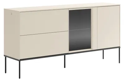Immagine prodotto di Selsey Bellezo - Credenza con vetrina illuminata e due cassetti 166 cm, crema