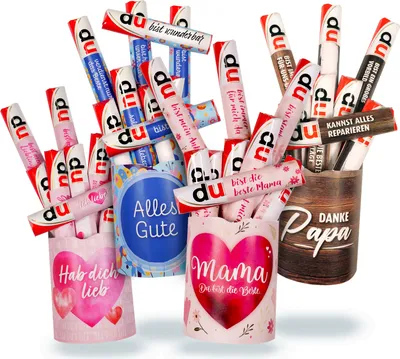 Produktbild von younikat Geschenk Mama Papa Hab dich lieb I 4x Aufkleber passend für Duplo Schokolade Packungen I Muttertag Vatertag I you0047